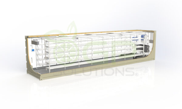 Hydro Farm 5 tier 5 tray front right view rendering with GP Solutions